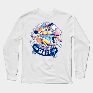 dog skater with gum Long Sleeve T-Shirt